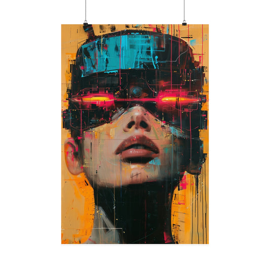 Crimson Gaze: Cyberpunk Femme Fatale - NSE Exclusive Canvas Print